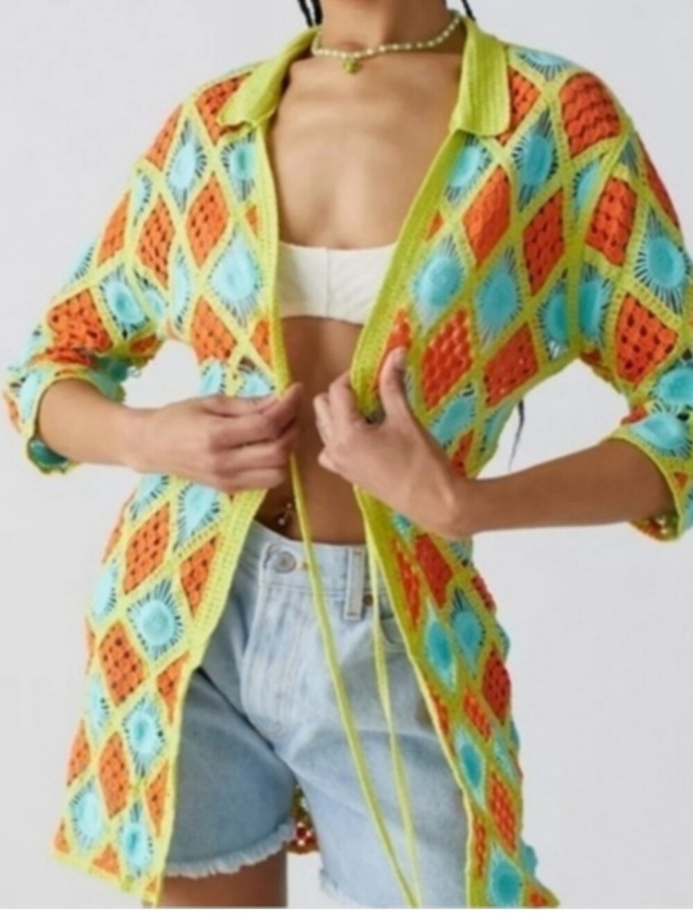 Urban Outfitters High Tide Crochet Cover Up Size Small Colorful - Picture 12 of 12